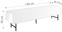 Puff Recamier Decorativo Pés em Ferro 140cm Dublin Z37 Linho Creme - M