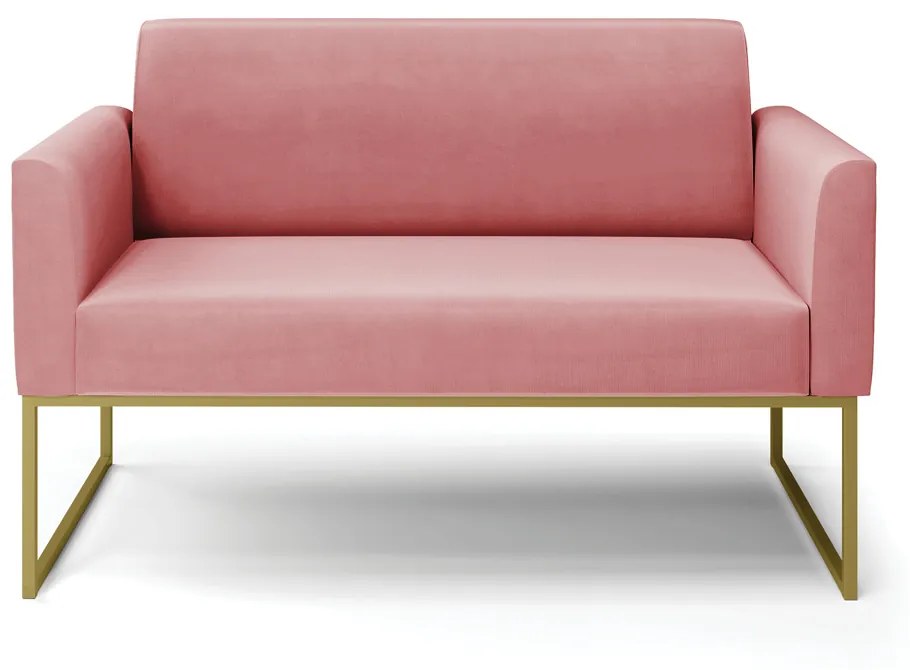 Sofá Namoradeira Base Industrial Dourado Marisa Suede D03 - D'Rossi - Rose