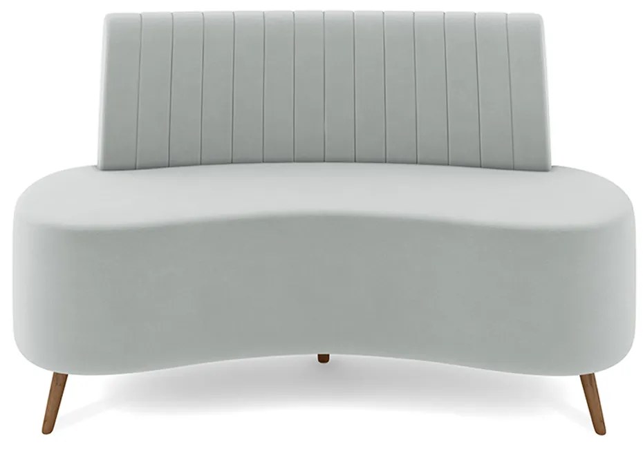 Sofá Living Decorativo 2 Lugares 1,35M Katara Cinza Claro Veludo G33 - Gran Belo