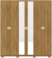 Guarda Roupa Casal 203cm Com Espelho Noronha Nature - Vila Rica