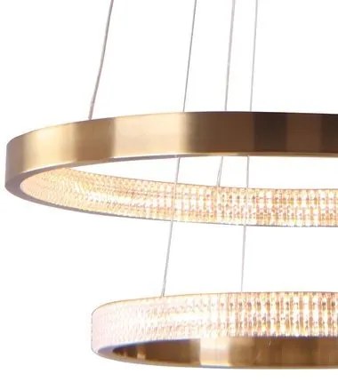 Pendente Oca Aros Duplo Ø80X4Cm / Ø60X4Cm Led 74W 3000K Bivolt | Bella... (Dourado)