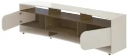 Rack Tv 86 Pol 220cm com 2 Portas Reno Off White/Pinho A09 - Mpozenato