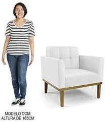 Sofá Namoradeira e 2 Poltronas Base Madeira Castanho Ana Sintético Bra