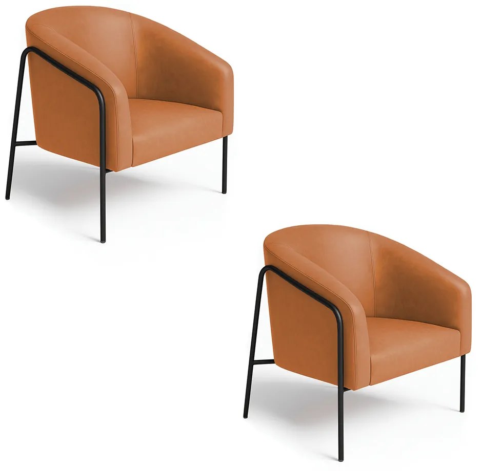 Poltrona Sala Industrial Alta Preto Kit 2 Stella Sintético PU D03 - D'Rossi - Whisky
