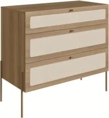 Cômoda Para Quarto 3 Gavetas Pé Metal Arlo A10 Hanover Dourado - Mpoze