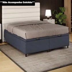 Base Cama Box Baú Casal Queen 158cm Hit Z04 Suede Cinza - Mpozenato