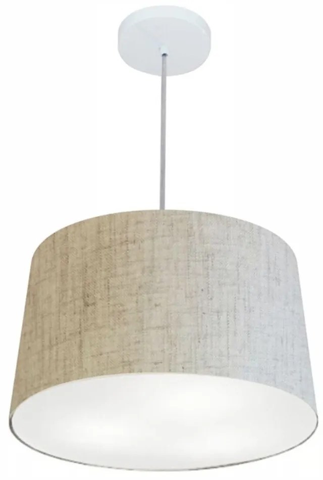 Lustre Pendente Cone Md-4156 Cúpula em Tecido 30/45x40cm Rustico Bege - Bivolt
