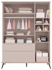 Jogo De Quarto Infantil Guarda Roupa e Cômoda 100% MDF Melinda Rosê -