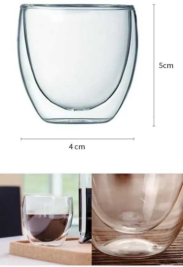 Kit com 6 unidades Xícara Parede Dupla 80 ml Cada