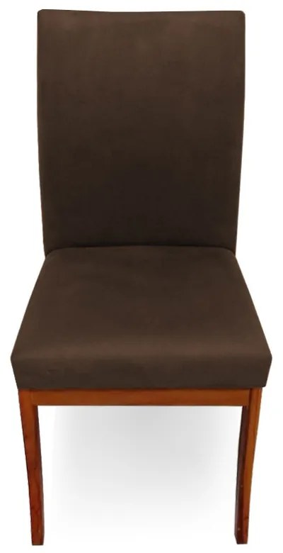 Conjunto 4 Cadeiras Raquel para Sala de Jantar Base de Eucalipto Suede Marrom