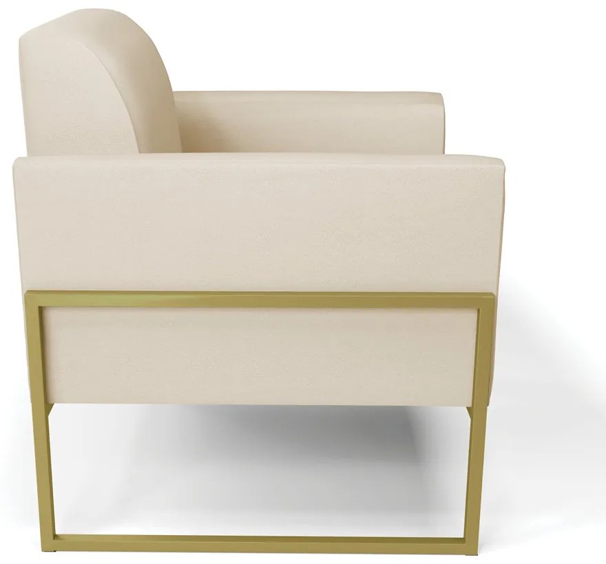 Kit 2 Poltronas Base Industrial Alta Dourado Marisa Corino D03 - D'Rossi - Bege
