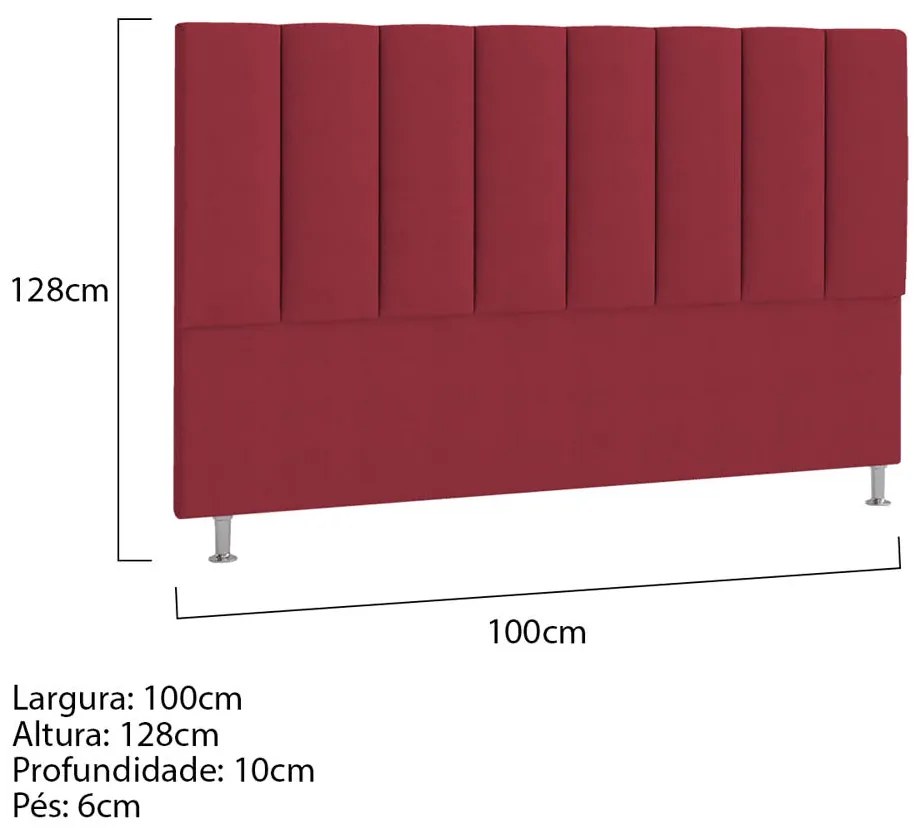 Cabeceira Solteiro Hannover P04 100 cm Suede - ADJ Decor