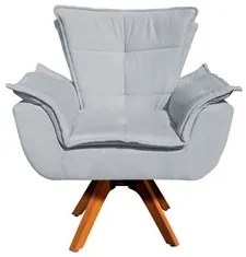 Kit 2 Poltronas Decorativas Base Giratória Giromad com Puff Opla Suede