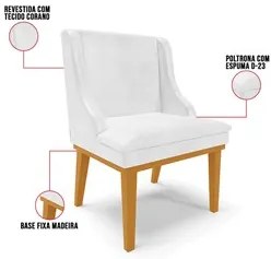 Kit 4 Cadeiras Estofadas Base Fixa de Madeira Castanho Lia Sintético P