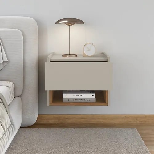 Mesa De Cabeceira Florença Off White/Cedro - Casa D Móveis