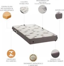 Colchão Solteiro Light Bordado Espuma D28 Selada 78x188x14cm - Ortobom