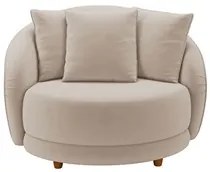Kit 2 Poltronas Decorativa para Sala Pés Madeira Kaly M22 Veludo Bege