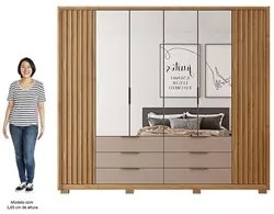 Guarda Roupa Casal Com 4 Espelhos 6 Portas Martin C01 Buriti/Fendi - M