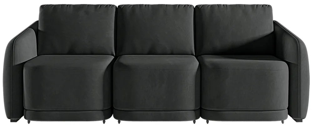Sofá Cama Modulado Retrátil e Reclinável Decorativo Varsóvia 276cm Veludo Cinza Chumbo G33 - Gran Belo