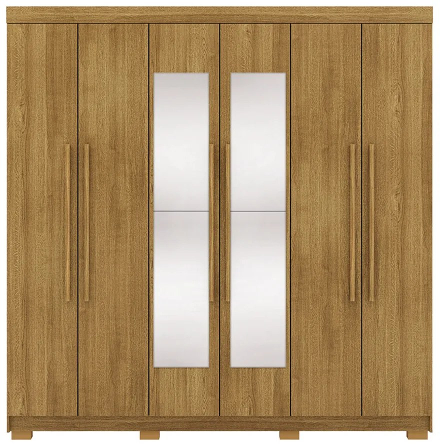 Guarda Roupa Casal Doral 6 Portas de Bater 2 com Espelhos 2 Gavetas Nature G98 - Gran Belo