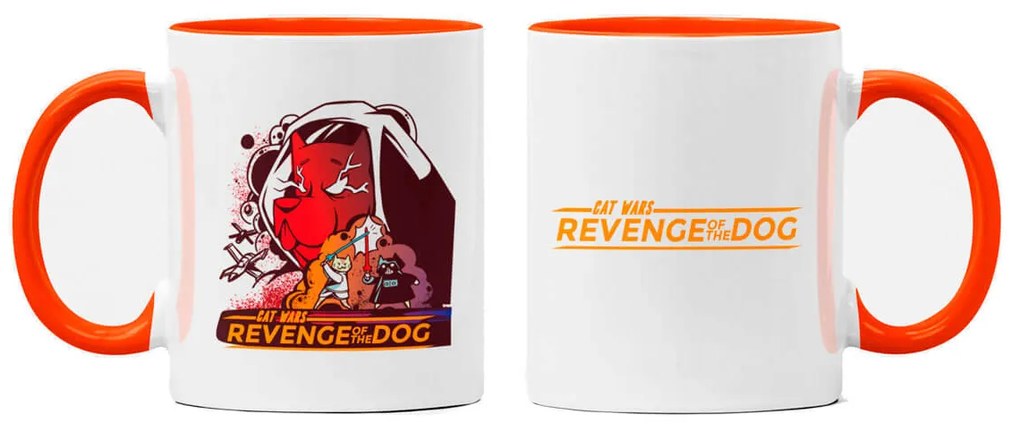 Caneca Cat Wars The Vet Geek Nerd Branca com Alça Laranja