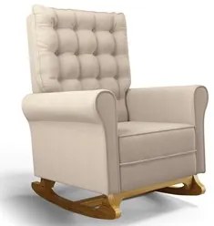 Kit 02 Poltronas de Amamentação e Descanso Base Madeira Balanço Brenda