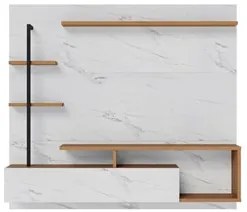 Painel para TV 58 Pol com Bancada Goiás C05 Calacatta/Freijó/Branco Ne