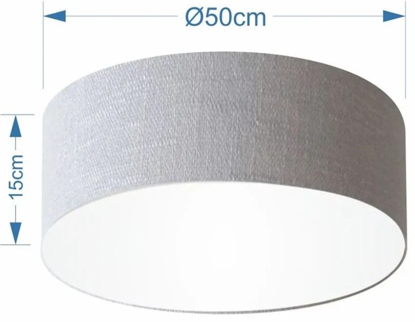 Plafon Cilíndrico Md-3014 Cúpula em Tecido 50x15cm Rústico Cinza - Bivolt