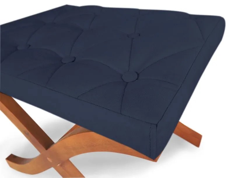 Puff Decorativo Joice Base Madeira Suede Azul - Sheep Estofados