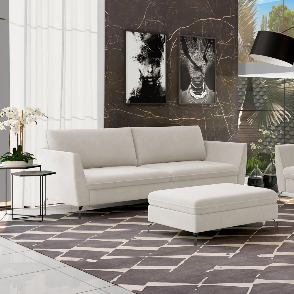 Sofá Decorativo Sala de Estar 190cm Olívia Suede Bege G52 - Gran Belo