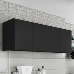 Armário Aéreo Multiuso Lavanderia 118cm Monna Preto Z34 - Mpozenat
