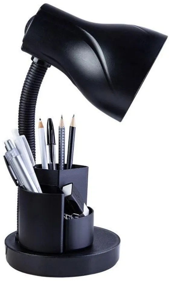 Luminária de Mesa Spiralle Preto Porta Lápis E27 Bivolt