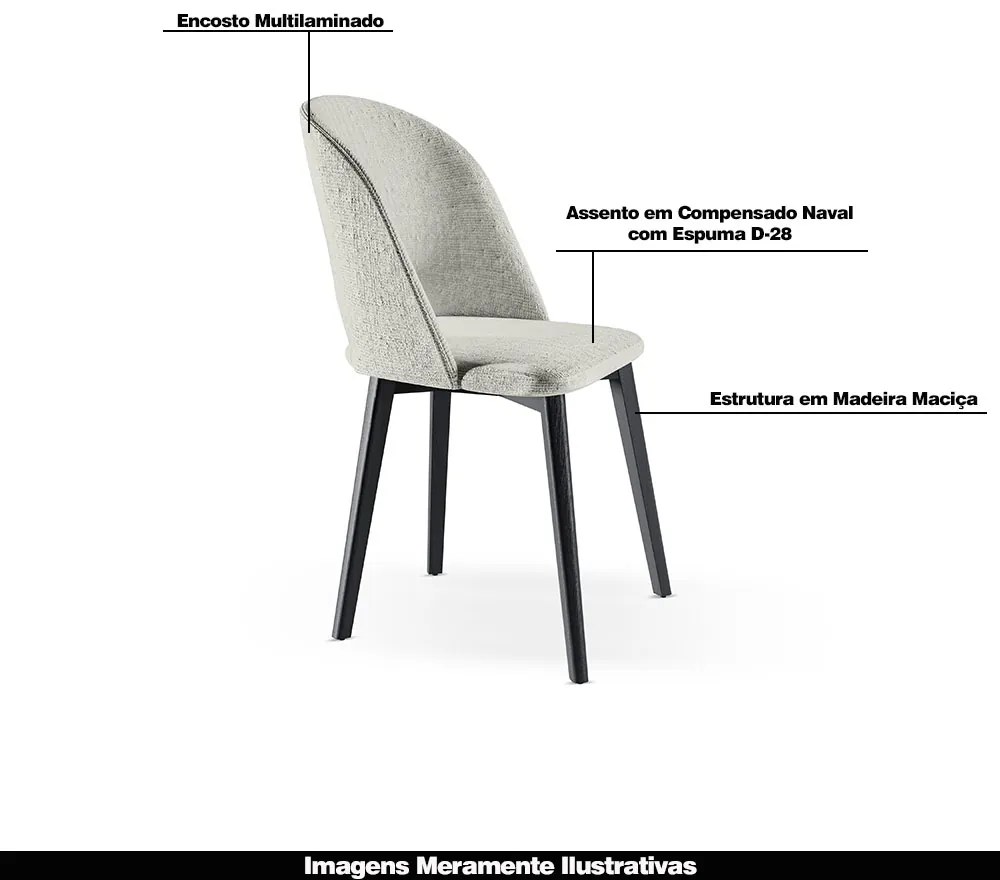 Kit 5 Cadeiras Decorativas Sala de Jantar Madeira Maciça Hadassa Linho Bege/Ébano G13 - Gran Belo