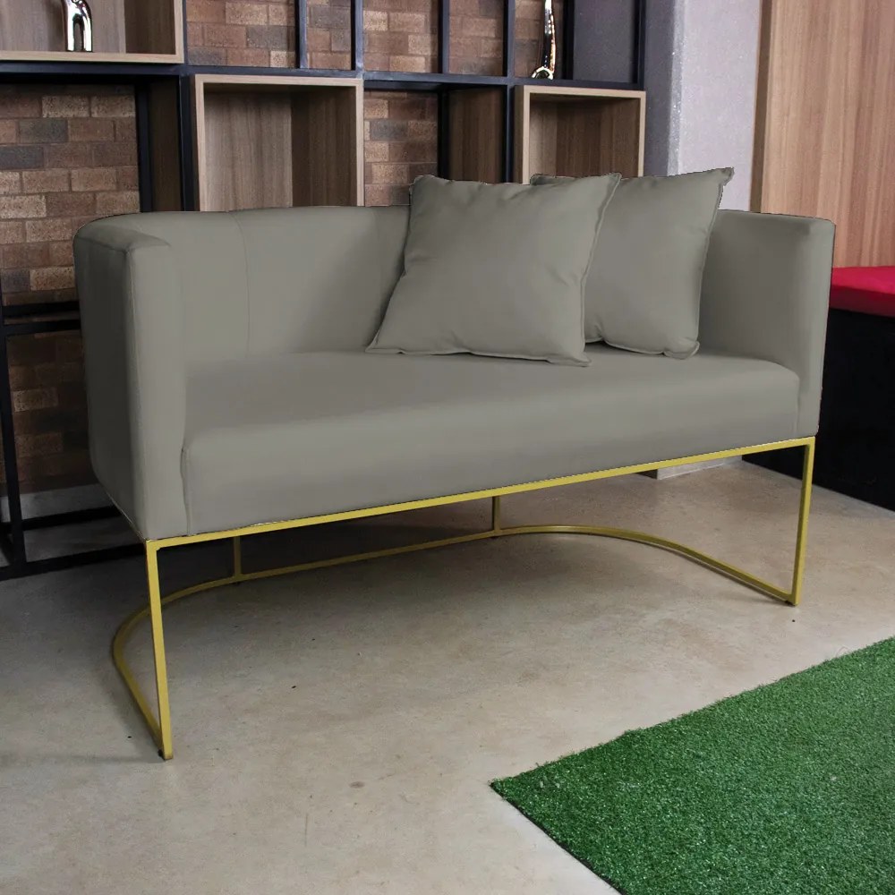 Kit 01 Namoradeira 02 Lugares e 01 Poltrona Paola Linho Base Metálica Dourado D03 - D'Rossi - A26 Grafite