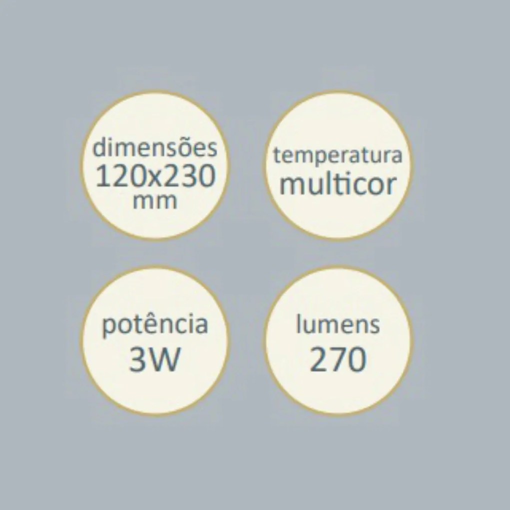 Luminaria De Mesa Full Branca 8,5X16X23Cm Led 3W Multicolor Bivolt | S... (Branco)