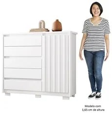 Cômoda Sapateira 1 Porta 5 Gavetas 125cm Duetto Branco - Albatroz