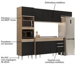 Armário de Cozinha Modulada 4 Peças CP12 Balcão com Pia Inox Castanho/