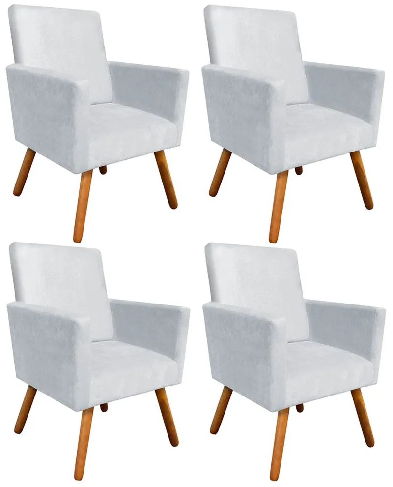 KIT 04 POLTRONAS NINA SUEDE CINZA PES PA