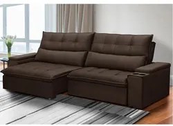 Sofá Retrátil Reclinável 3 Lugares 250cm Moritz F05 Veludo Marrom - Mp