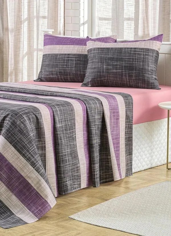 Jogo de Cama 150 Fios Lilás Casal 4 Peças