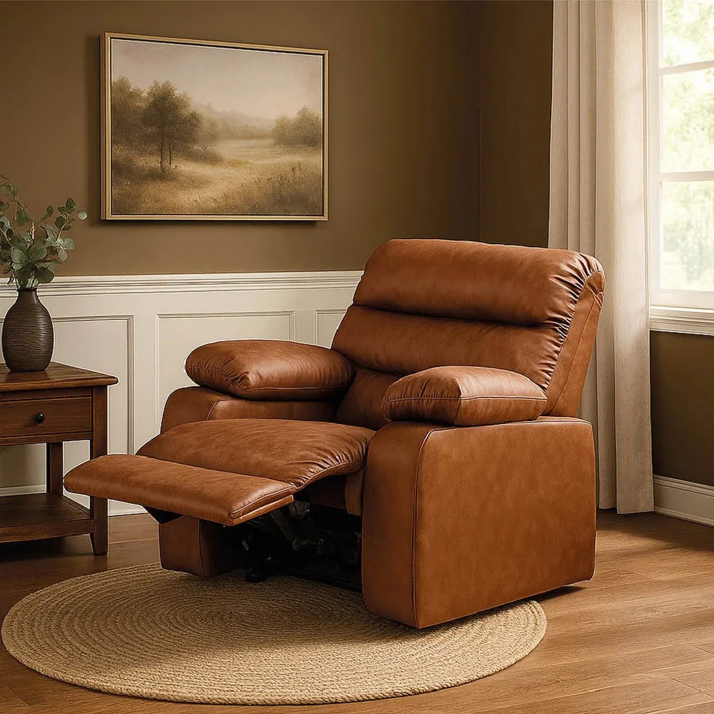 Poltrona do Papai Reclinável Retrátil Naaman Sintético PU K01 - D'Rossi - Nozes