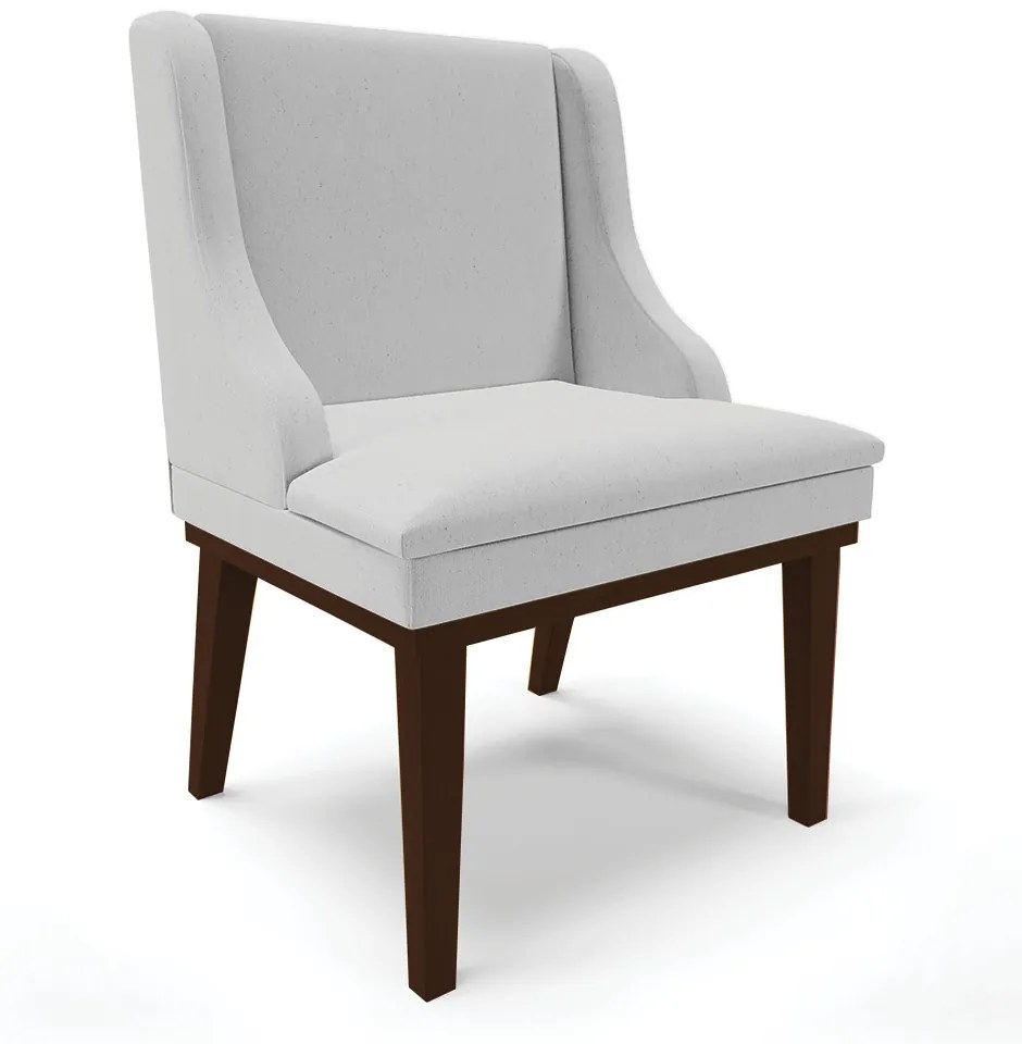 Cadeira de Jantar Liz Linho Base Fixa Madeira Tabaco D03 - D'Rossi - A05 Cinza