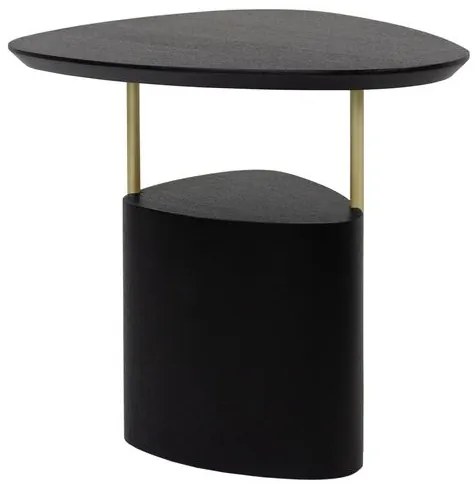 Mesa Lateral Elsinki Baixa Tampo e Base Carvalho Ebanizado Haste Dourada 50cm - 67803 Sun House