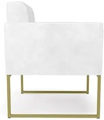 Sofá Namoradeira e 2 Poltronas Base Industrial Dourado Ana Sintético P