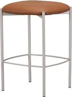 Banqueta Violette Alta Sem Encosto Couro Caramelo Base Aluminium - 77232 Sun House