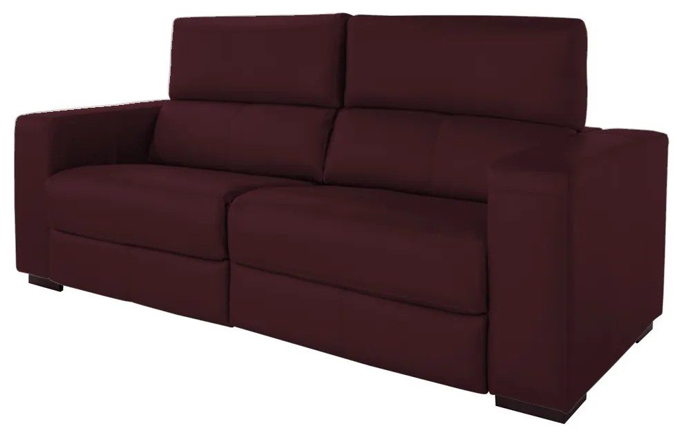 Sofá Reclinável Automático 190 cm Sala de Estar Rene Modern Couro Bordô G72 - Gran Belo