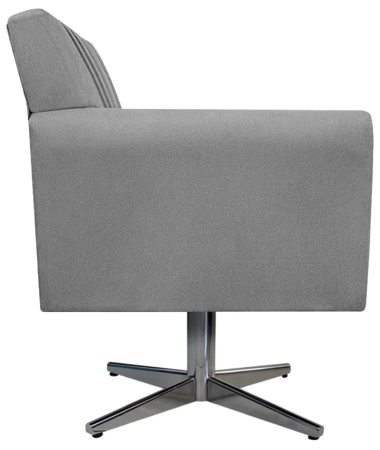 Poltrona Laura Base Giratória de Metal Suede Cinza - ADJ Decor