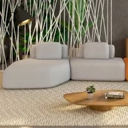 Sofá Ilha 275cm 2 Módulos Sala de Estar Moby Boucle Grafite Z08 - Mpoz