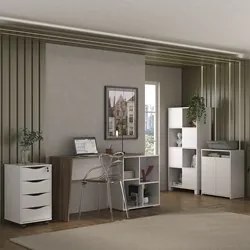 Conjunto Escritório Home Office 4 Peças Look A06 Branco/Ipê - Mpozenat