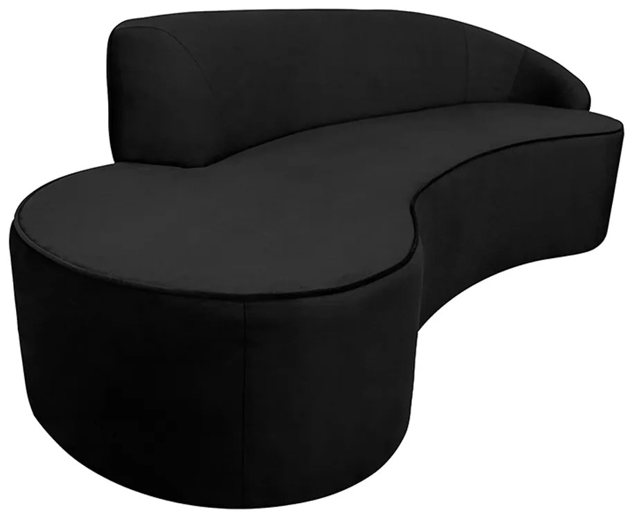 Sofá Decorativo 3 Lugares 210cm Abby Encosto Direito Curvo Veludo Preto G15 - Gran Belo